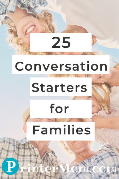 Printable Family Conversation Starters | Conversation in a Jar Starter Set (25 Cards) | Instant Download PDF